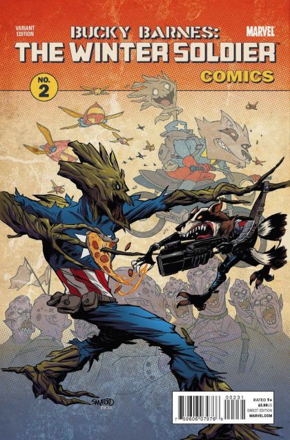 Bucky Barnes: The Winter Soldier #2C Rocket Raccoon & Groot Themed Variant Cover