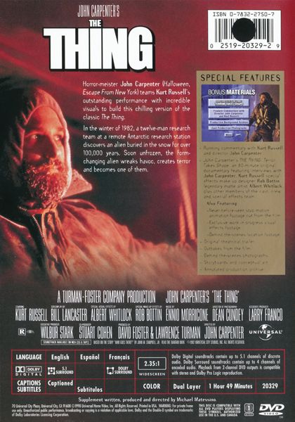 The Thing (1982) Collector's Edition Widescreen - DVD