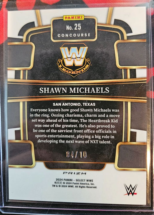 2024 Panini Select WWE #25 Shawn Michaels Cracked Ice Gold Concourse Prizm 4/10