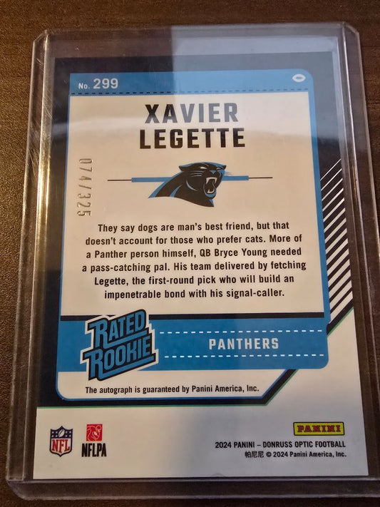 2024 Donruss Optic Xavier Legette Auto #35/325