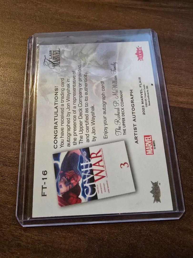 2023 Marvel Flair Flairium Thor Ragnarok Artist Auto Jon Wayshak /33