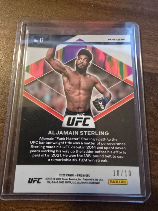 2022 Panini Prizm UFC #12 Gold Aljamain Sterling Fearless 10/10