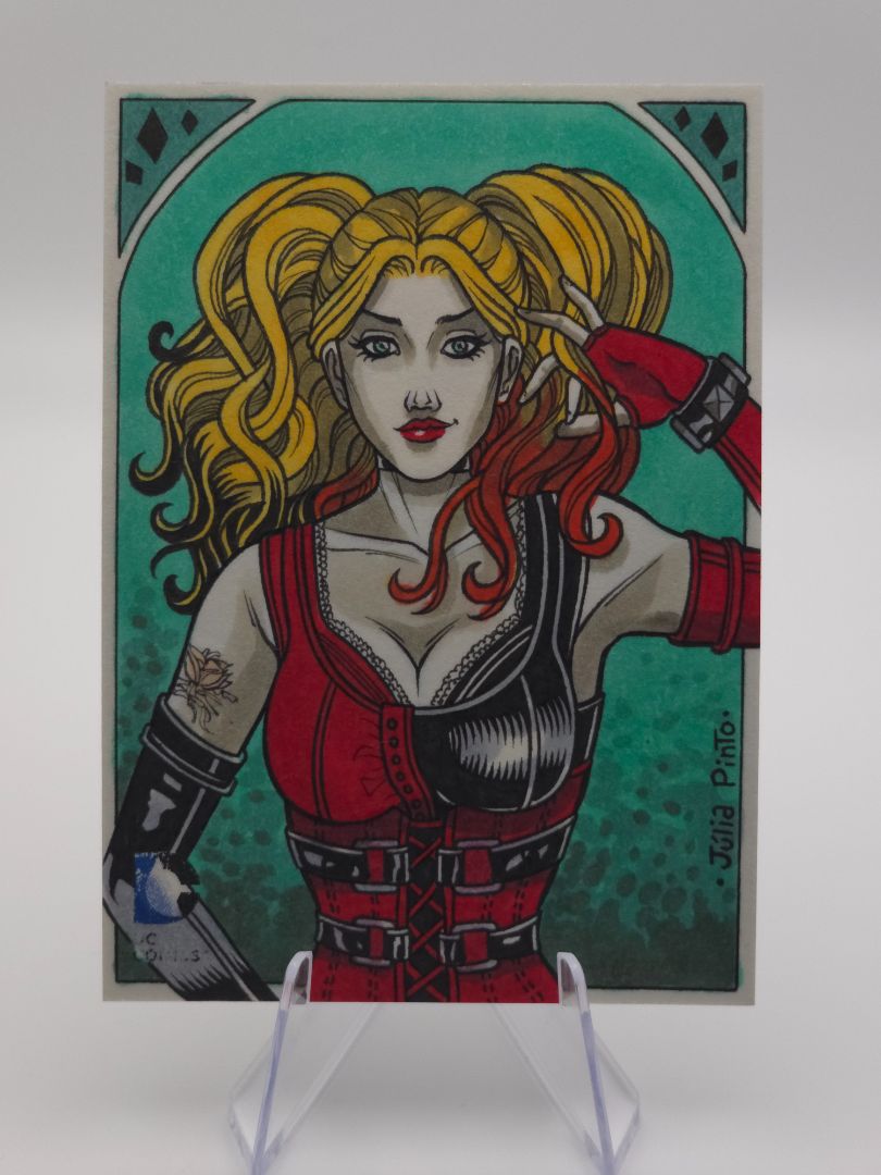 1/1 Harley Quinn Sketch Card by Julia Pinto 14'