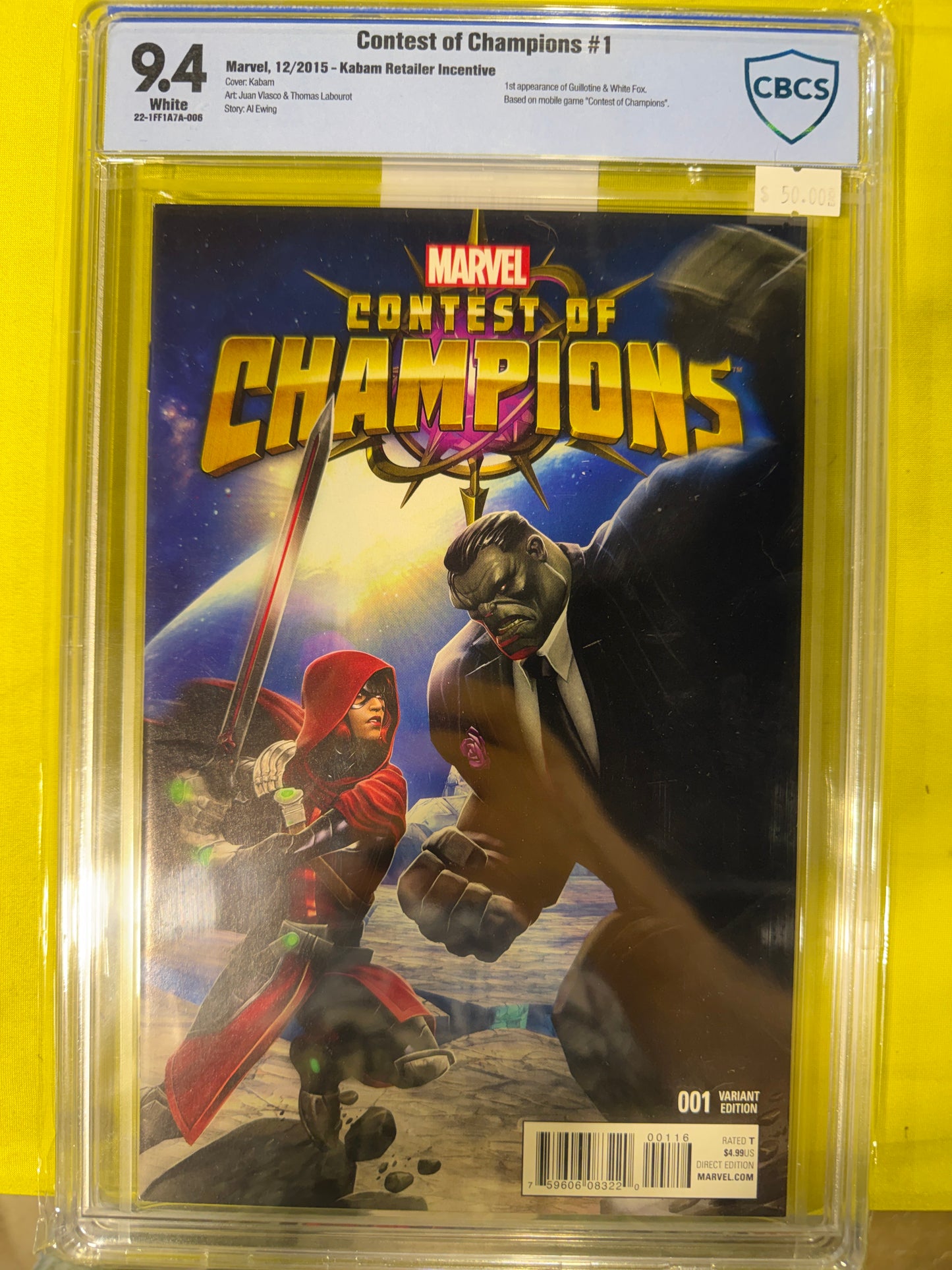 Contest of Champions #1 CBCS 9.4 Kabam Retailer Incentive