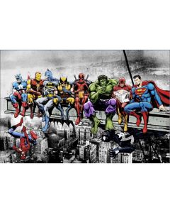 Superheroes Lunch on a Skyscraper