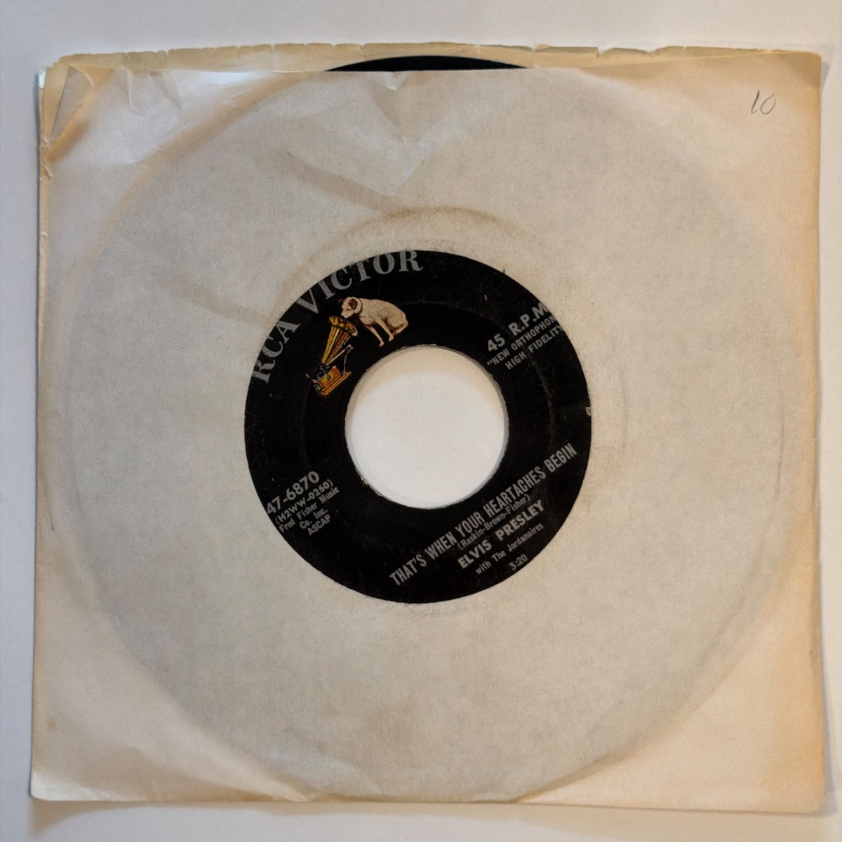 ELVIS PRESLEY with The Jordanaires - THAT'S WHEN YOUR HEARTACHES BEGIN (1957) - Vinyl
