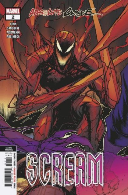 Absolute Carnage: Scream #2D 2nd Printing Variant Gerardo Sandoval Cover