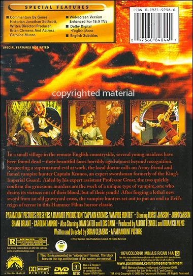 Captain Kronos: Vampire Hunter (1974) Special Edition - DVD