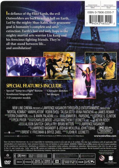 Mortal Kombat: Annihilation (1997) Platinum Edition - DVD