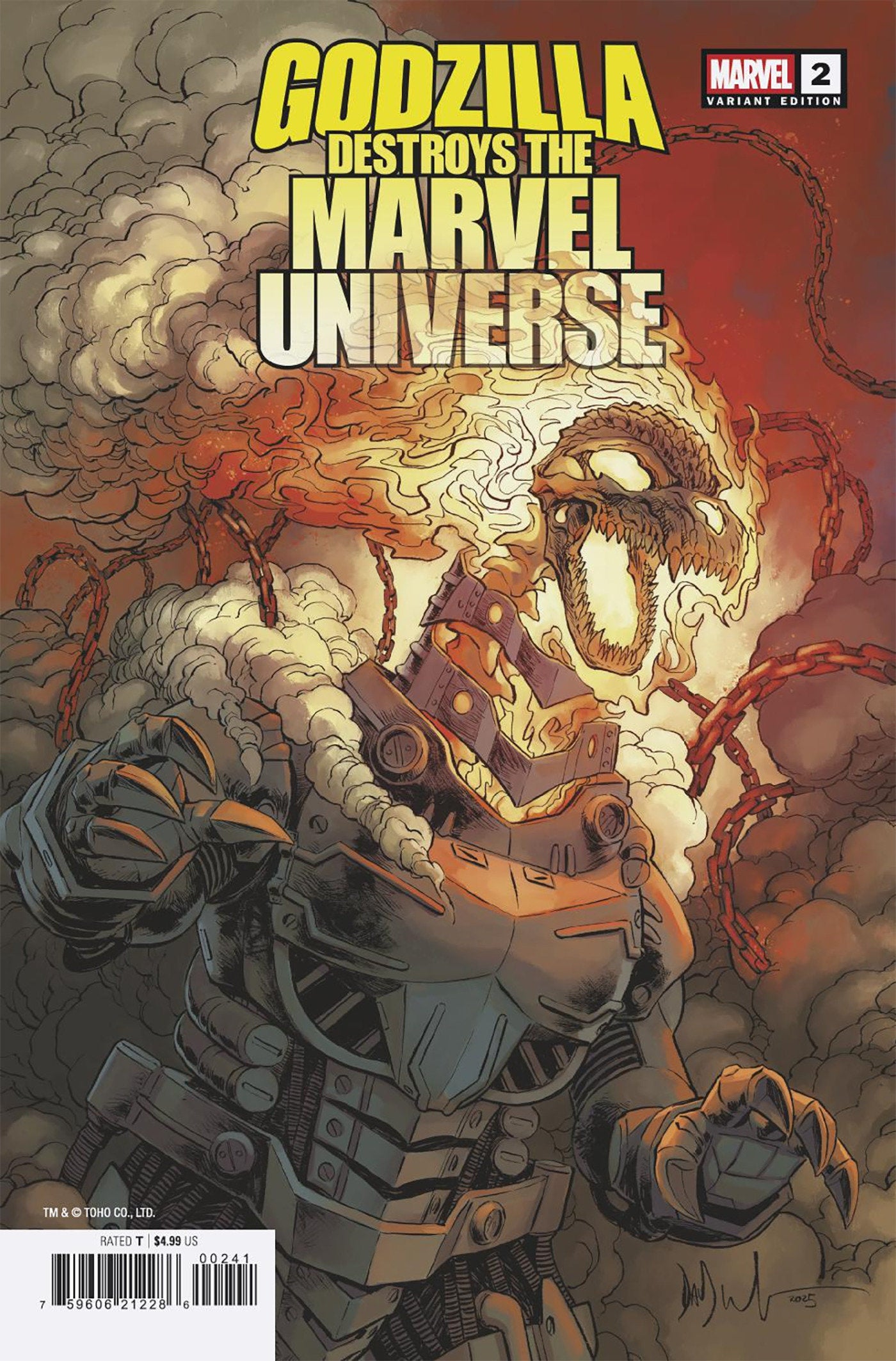 Godzilla Destroys The Marvel Universe #2 Dave Wachter Marvelized Mecha Ghost Riderzilla Variant