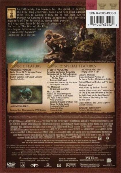 The Lord of the Rings: The Two Towers (2002) - DVD