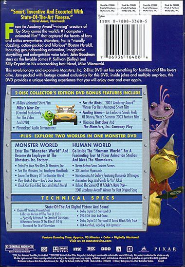 Monsters, Inc. (2001) Collectors Edition 2-Disc DVD - DVD