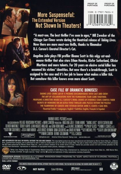 Taking Lives (2004) Unrated Director's Cut Widescreen Editiom - DVD