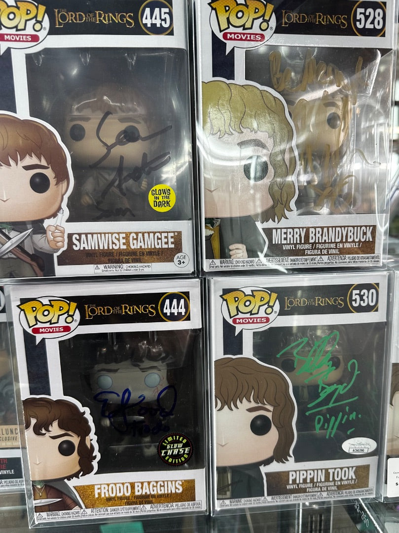 4 Hobbits Autographed Funko Set (JSA Certified)
