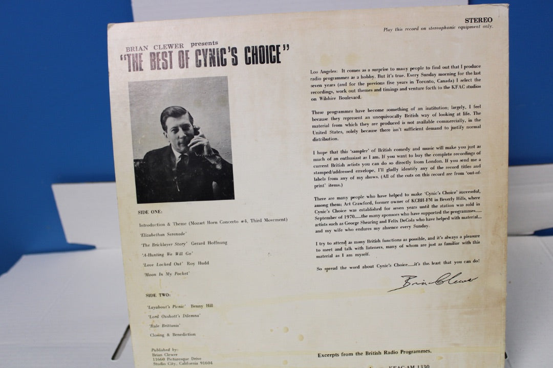 Brain Clewer The best of Cynics Choice