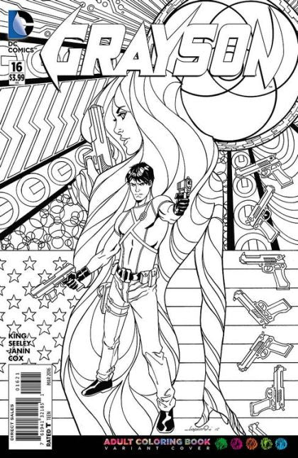 Grayson #16B Aaron Lopresti Adult Coloring Book Variant Cover