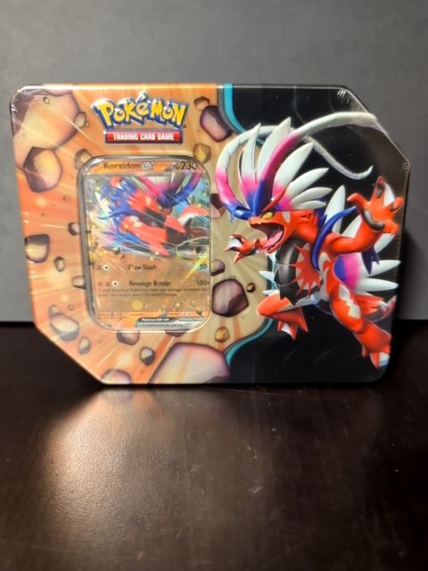 Pokemon Slashing Legends Factory Sealed Tin Box - Koraidon ex - 5 Booster Packs