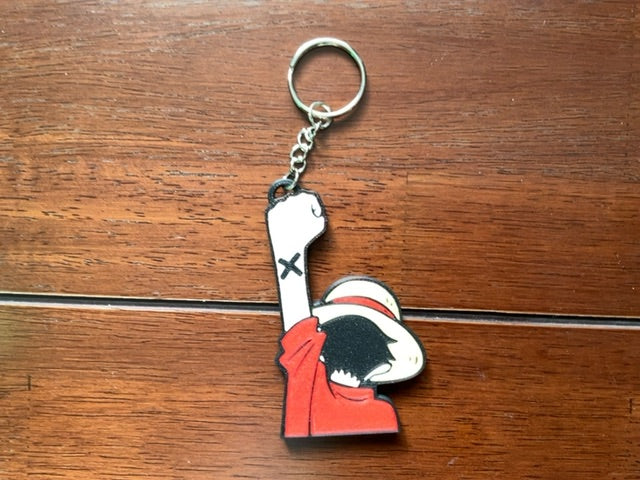 Luffy One Piece X on wrist 3D Print - Keyring with Chain