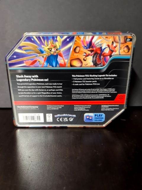 Pokemon Slashing Legends Factory Sealed Tin Box - Koraidon ex - 5 Booster Packs