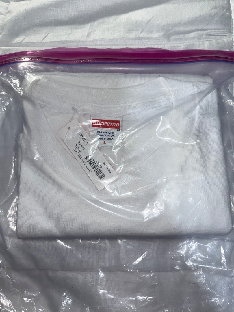 Supreme Large “just say no” white tee shirt