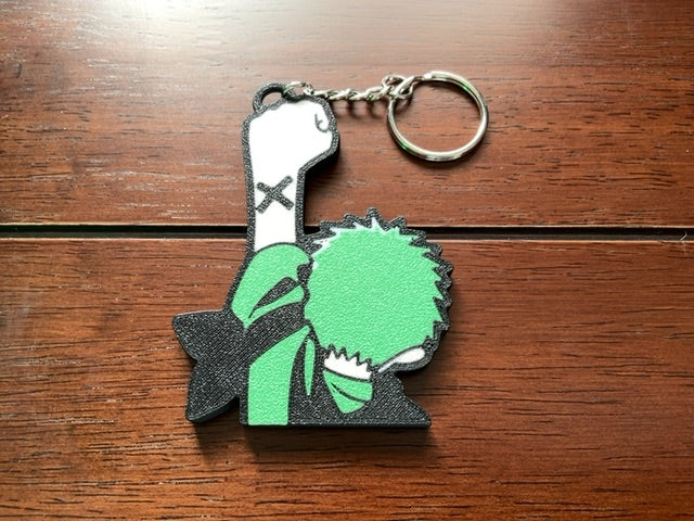 Zoro One Piece X on wrist 3D Print - Keyring with Chain