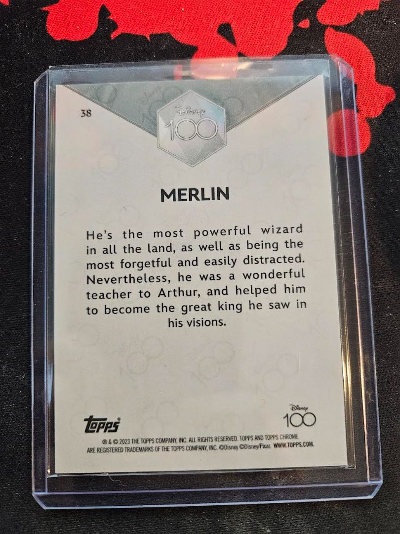 2023 Topps Chrome Disney 100 Merlin Blue Wave Refractor 03/23