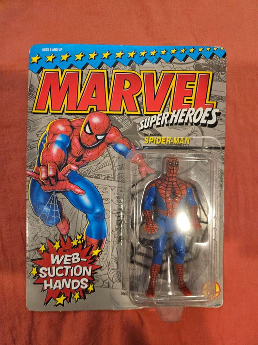 1991 TOYBIZ MARVEL SUPERHEROES SPIDER-MAN WEB-SUCTION HANDS ACTION FIGURE MOC