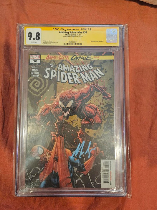 9.8 CGC Amazing Spider-Man #30 Absolute Carnage Signed Benjamin Percy Ottley 2019