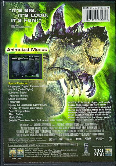 Godzilla (1998) Deluxe Widescreen Presentation - DVD
