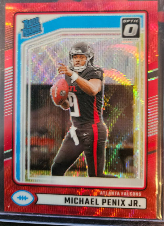 2024 Donruss Rated Rookie Michael Penix Jr. Optic Preview Red Wave Prizm (RC)