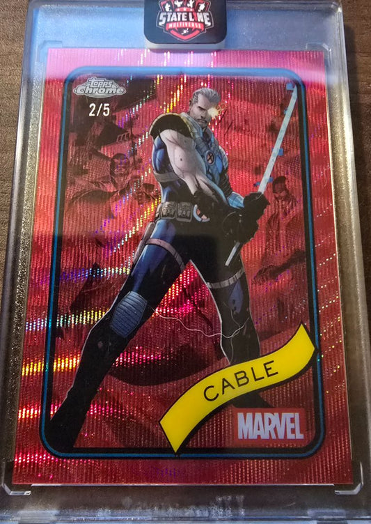 Topps Chrome Marvel 2025 CABLE Red Shimmer 2/5 RARE