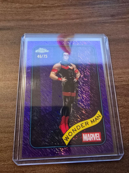 2025 Topps Chrome Marvel Purple Shimmer 46/75 Wonder Man #100
