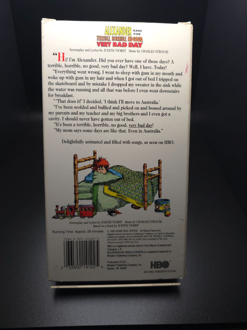 VHS Alexander and the Terrible Horrible No Good Very Bad Day