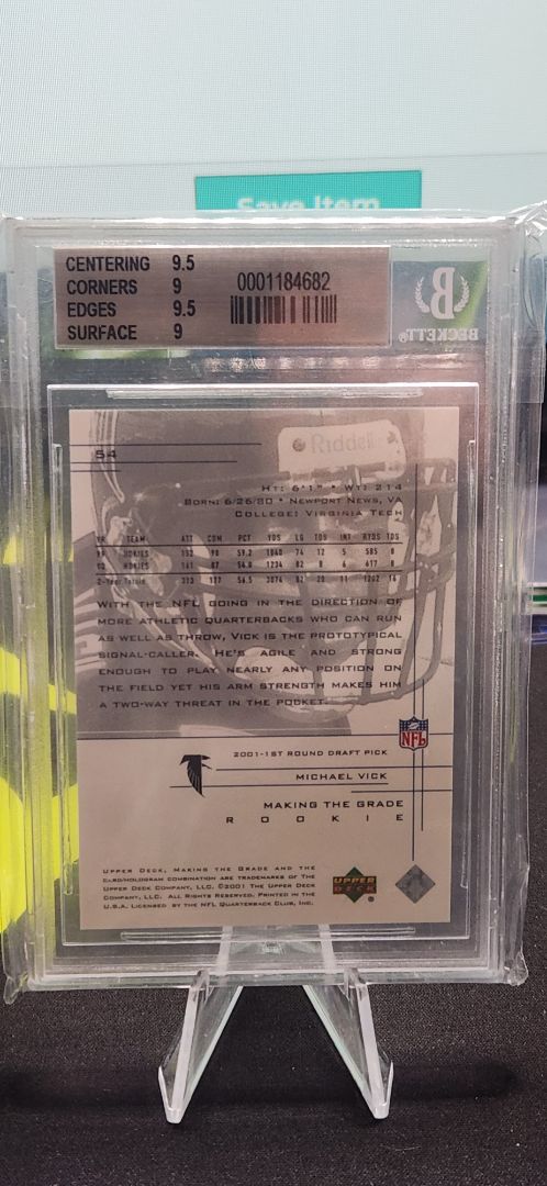 2001 Upper Deck Michael Vick RC BGS 9