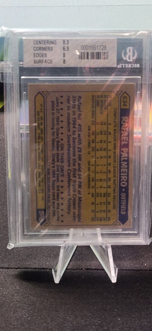 1987 Topps Rafael Palmeiro RC BGS 7