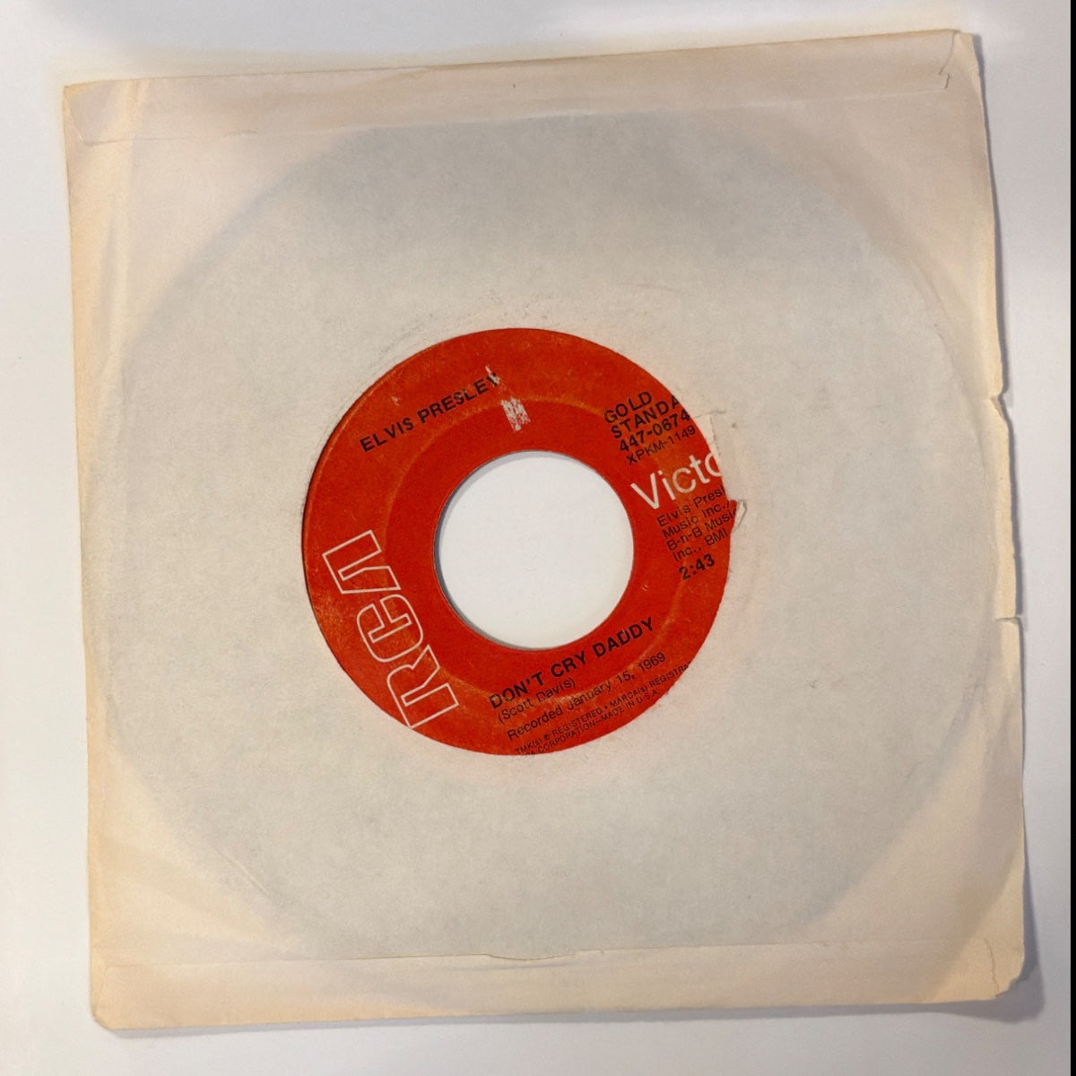 Elvis Presley - Don't Cry Daddy / Rubberneckin' (1970) - Vinyl