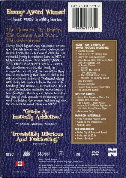 The Osbournes: Season 1 Special Editon/ Uncensored - DVD