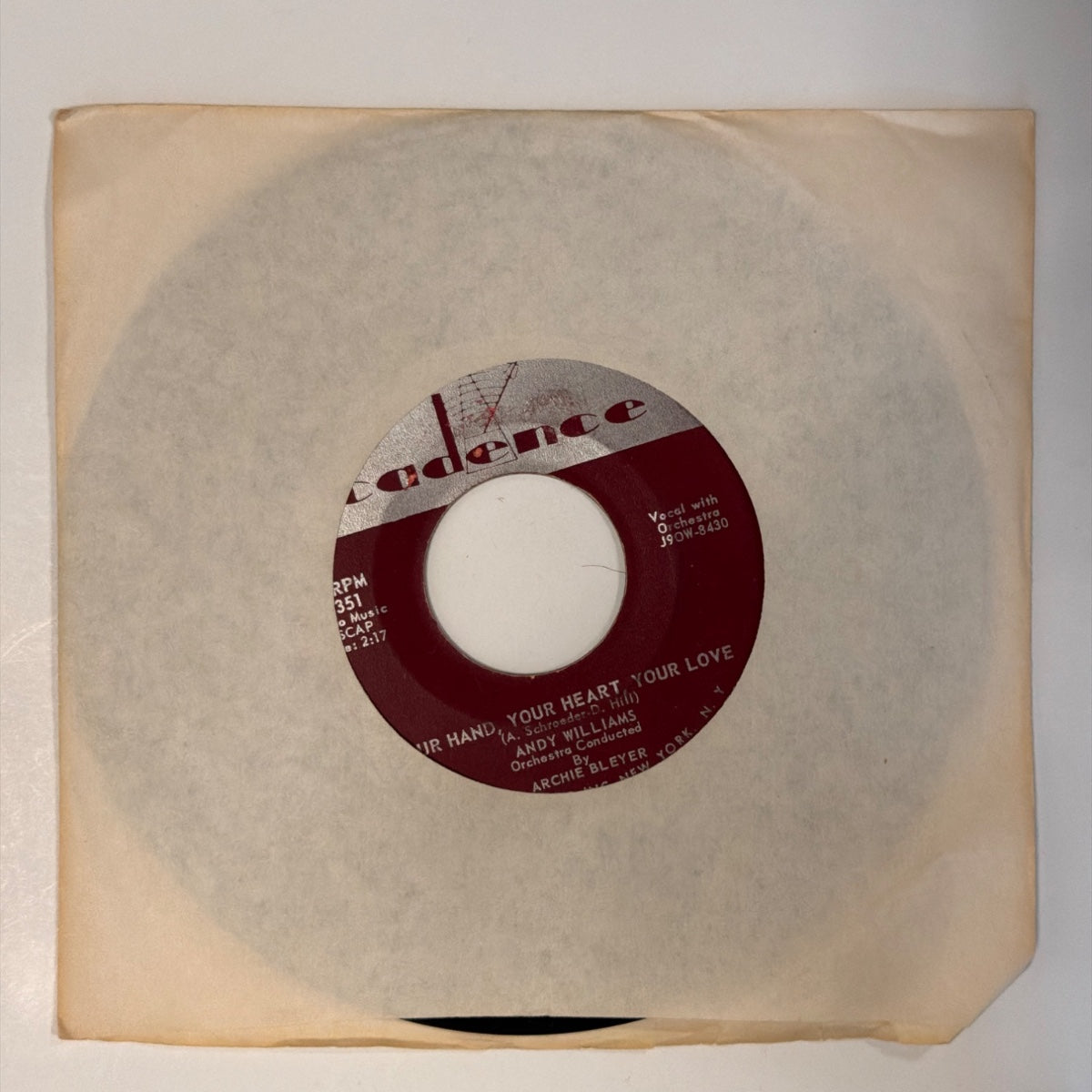 Andy Williams - Your Hand, Your Heart, Your Love (1958) - Vinyl