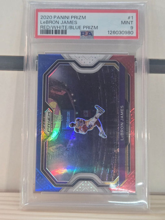 Panini Prizm LeBron James Red/White/Blue PSA 9