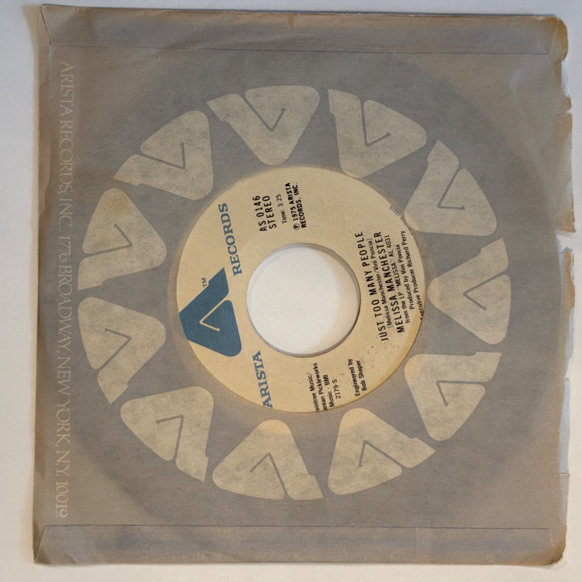 MELISSA MANCHESTER - JUST TOO MANY PEOPLE (1975) - Vinyl