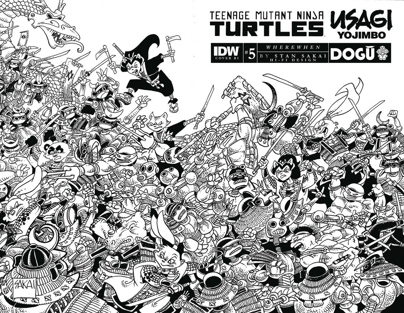 Teenage Mutant Ninja Turtles Usagi Yojimbo Wherewhen #5 Cover D 25 Copy Variant Edition Sakai Black & White