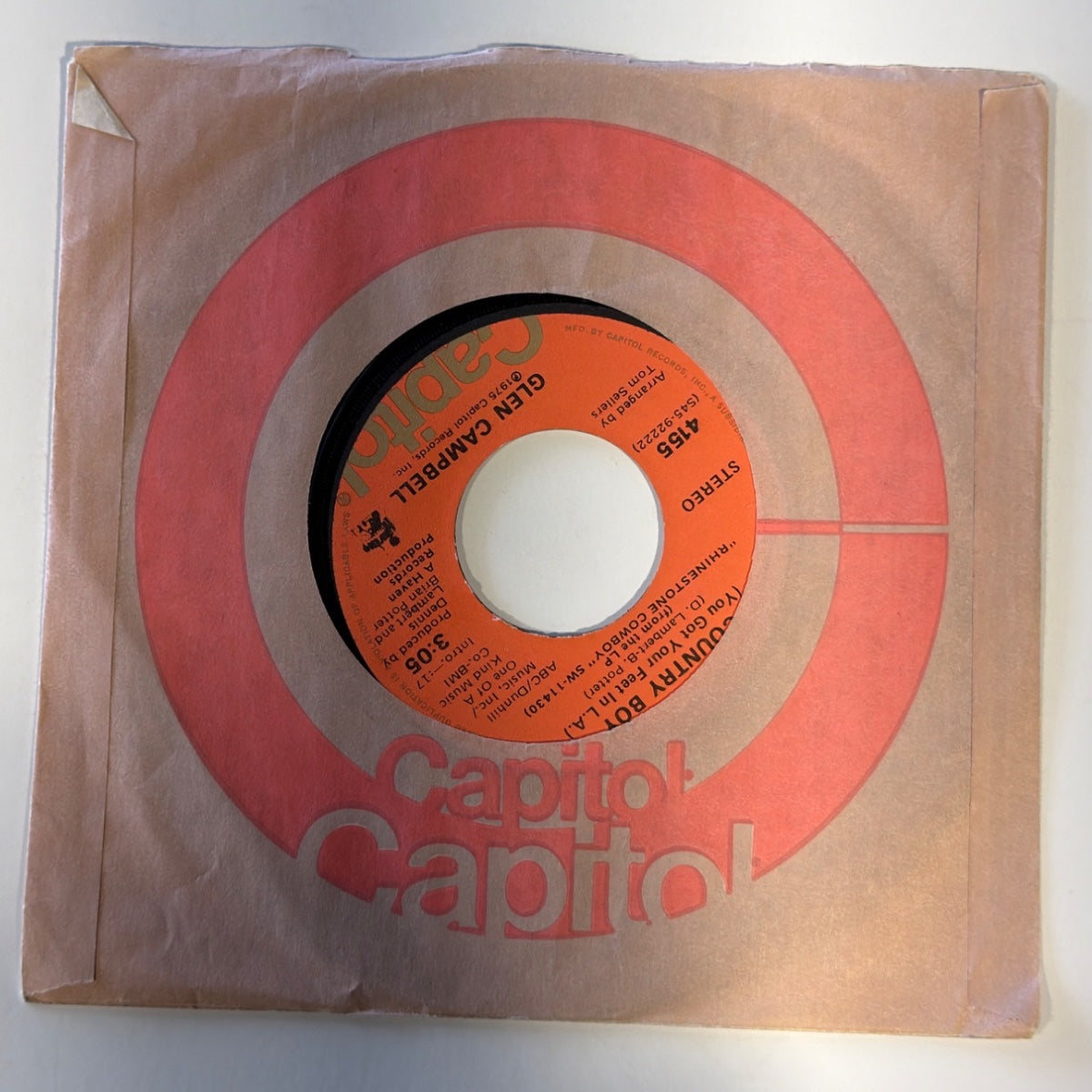 GLEN CAMPBELL - COUNTRY BOY (You Got Your Feet In L.A.) (1975) - Vinyl