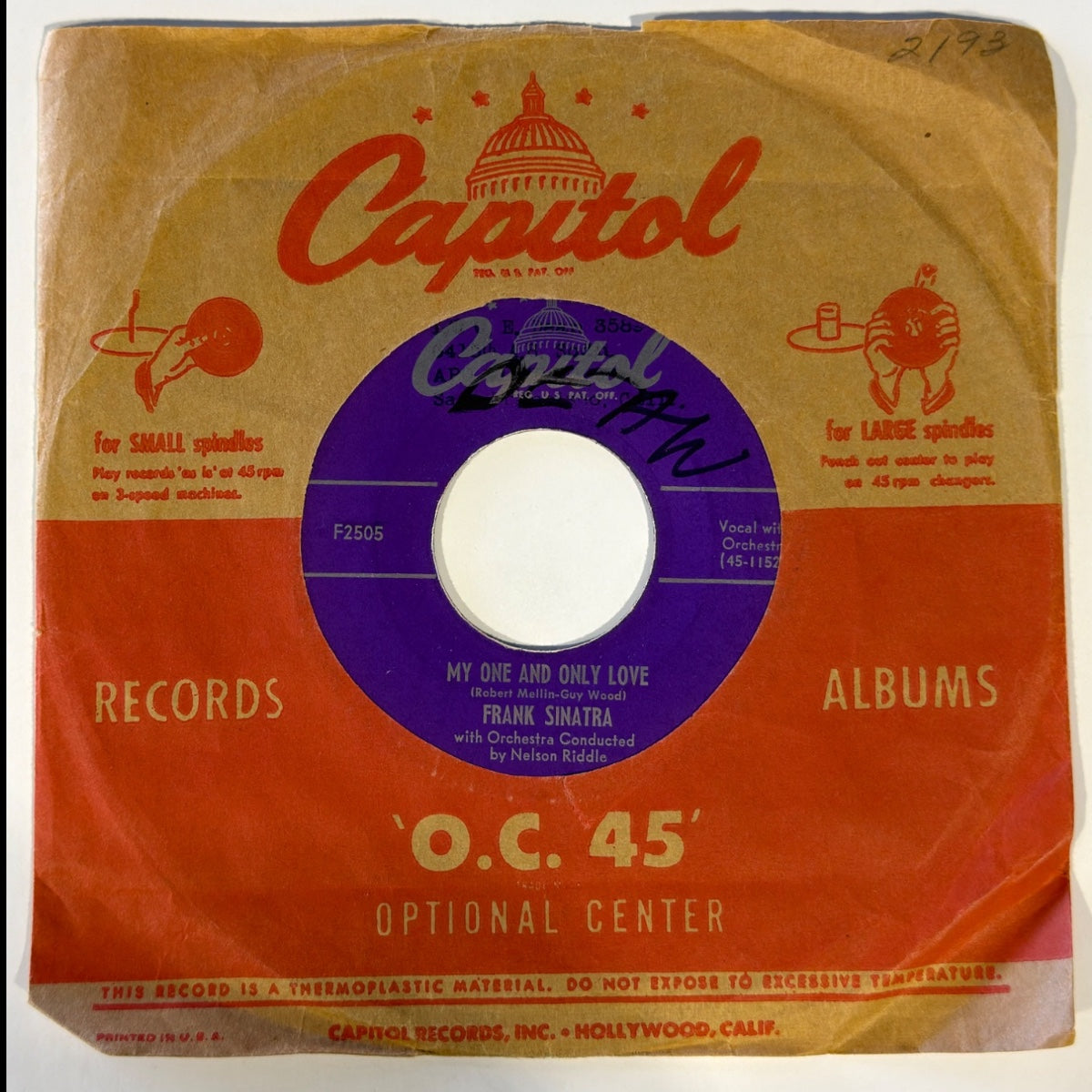 FRANK SINATRA - MY ONE AND ONLY LOVE (1953) - Vinyl