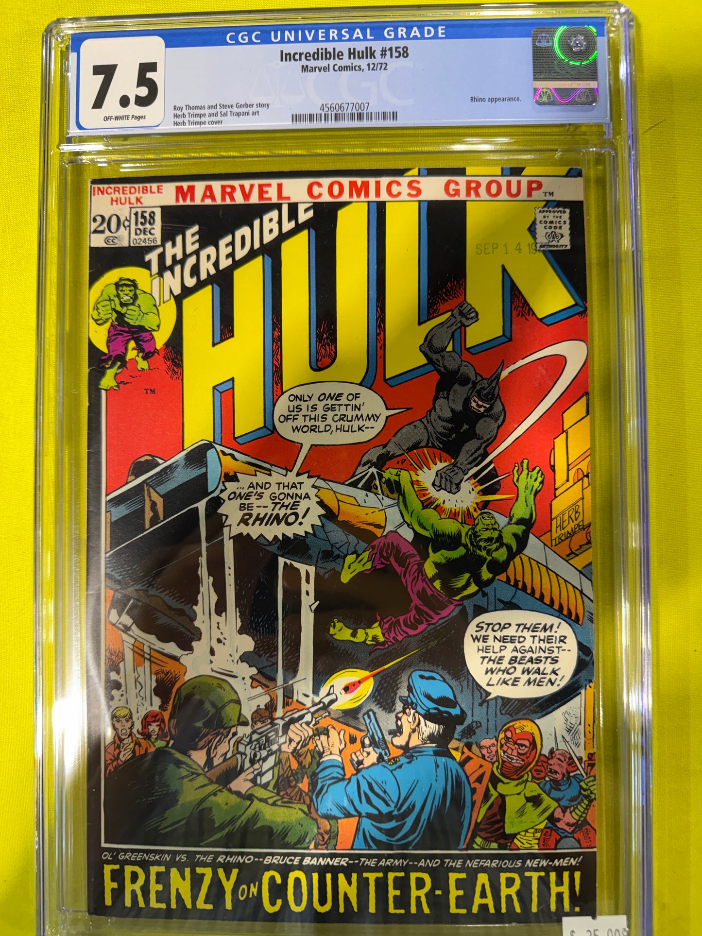 Incredible Hulk #158 CGC 7.5