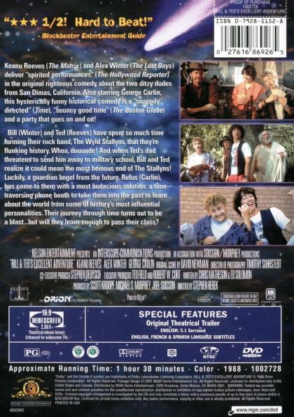 Bill & Ted's Excellent Adventure (1989) - DVD