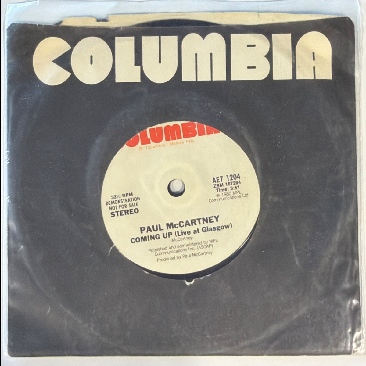 PAUL MCCARTNEY - COMING UP (Live at Glasgow) (1980) - Vinyl