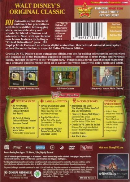 101 Dalmatians (1961) Disney Platinum Edition - DVD