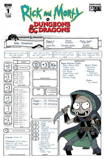 Rick and Morty vs. Dungeons & Dragons #1B Troy Little Character Sheet Variant