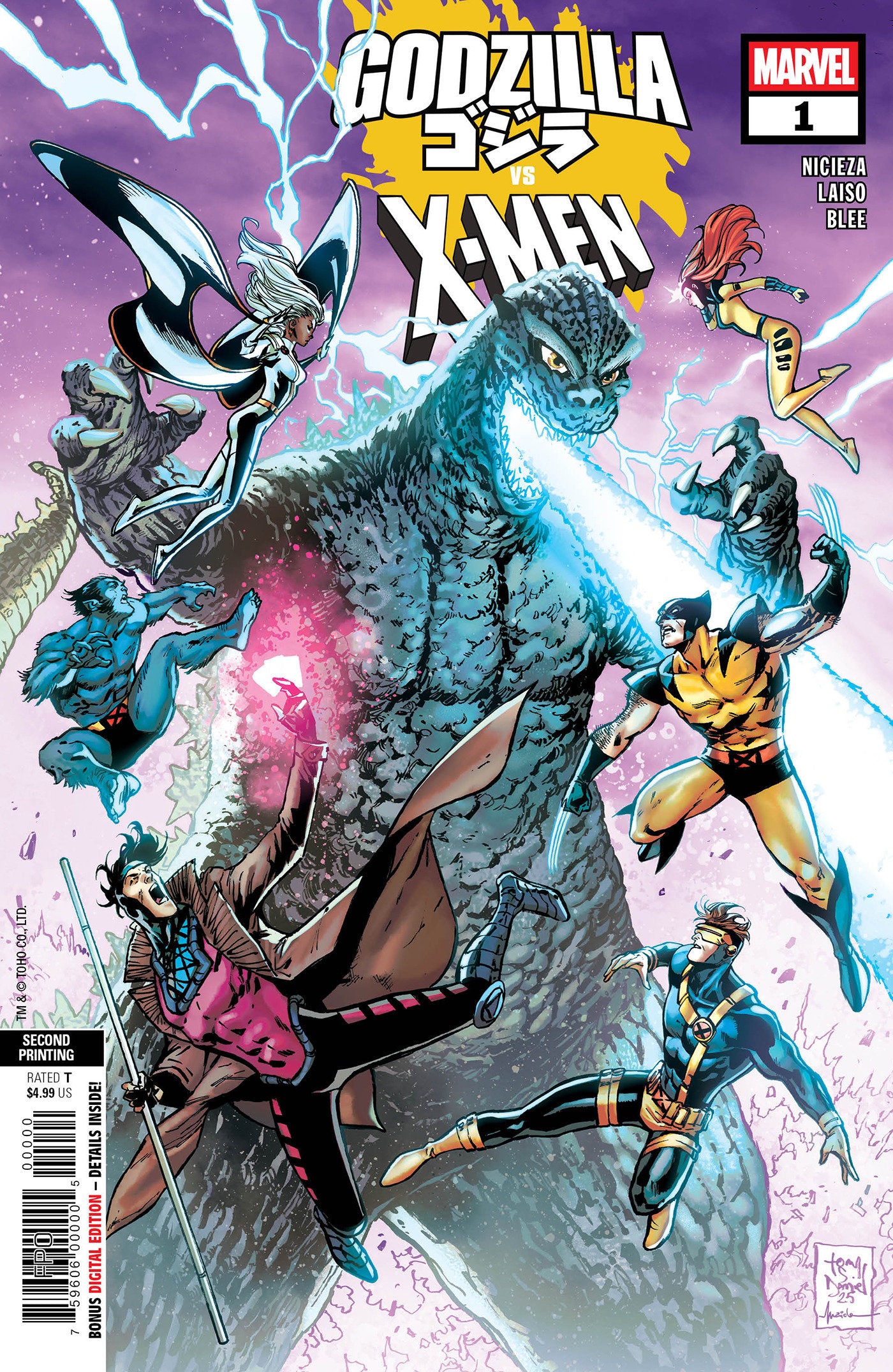 Godzilla vs. X-Men #1 Tony Daniel 2nd Printing Variant