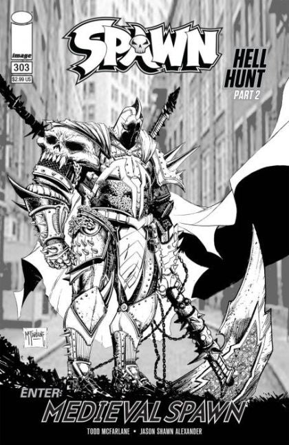 Spawn #303C Todd McFarlane Black & White Variant Edition